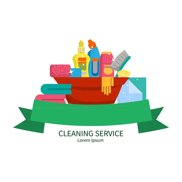 Set of items for cleaning home. — Stock vektor