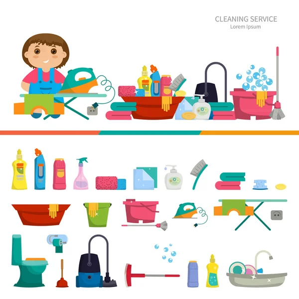 Set of objects for cleaning the house — ストックベクタ