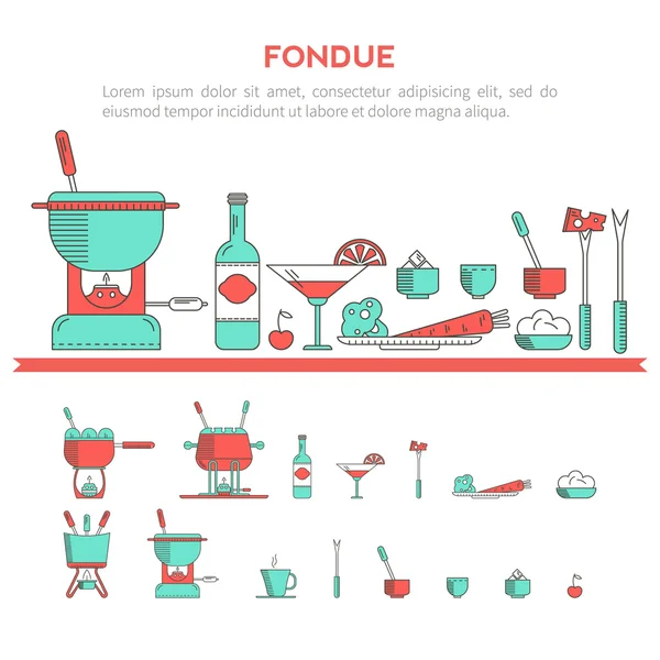 Ensemble vectoriel de fondue . — Image vectorielle