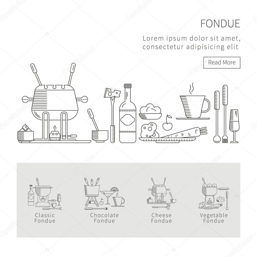 Vector set of fondue