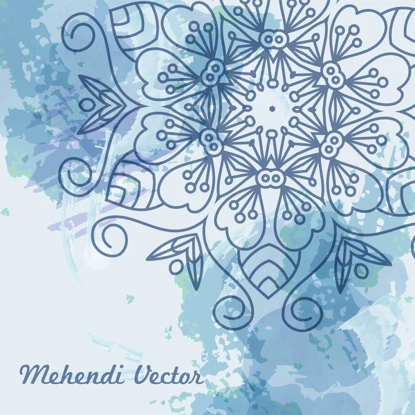 マンダラ水彩の青い背景のベクトル — ストックベクタ