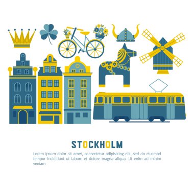 Düz simgeler Stockholm