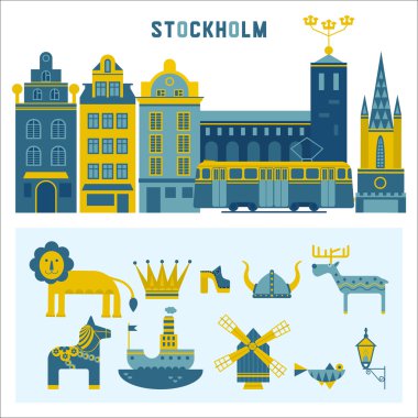 Vektör tasarım unsurları Stockholm'de ayarla.