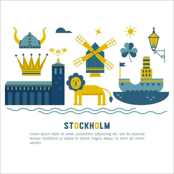 Estocolmo vetor de viagem — Vetor de Stock