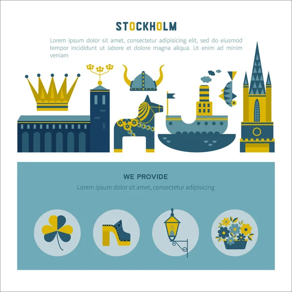 Stockholmer Symbolbild gesetzt — Stockvektor