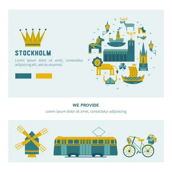 Stockholm Švédsko symboly — Stockový vektor