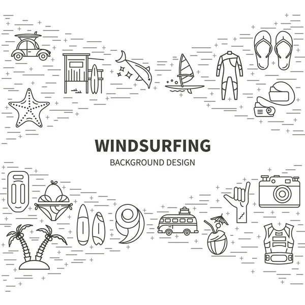 Ícones conceito Windsurf — Vetor de Stock