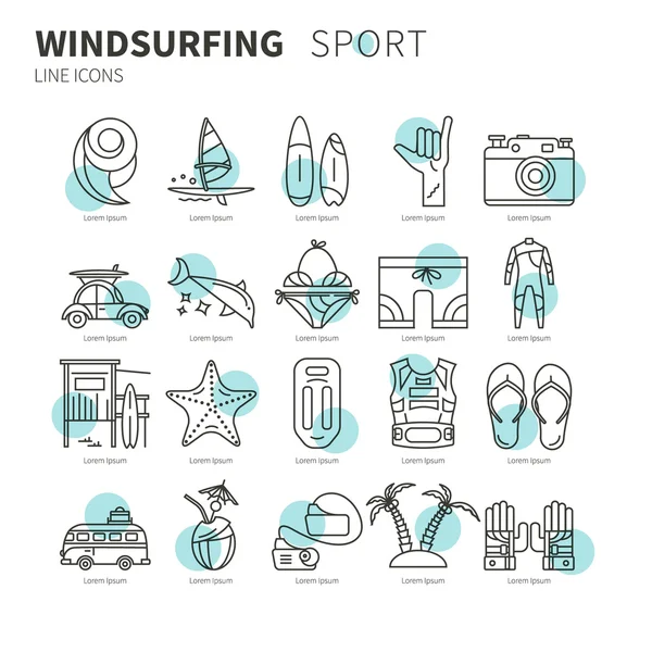 Conjunto de iconos vectoriales windsurf — Vector de stock