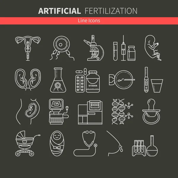 Iconos de inseminación artificial plana — Vector de stock