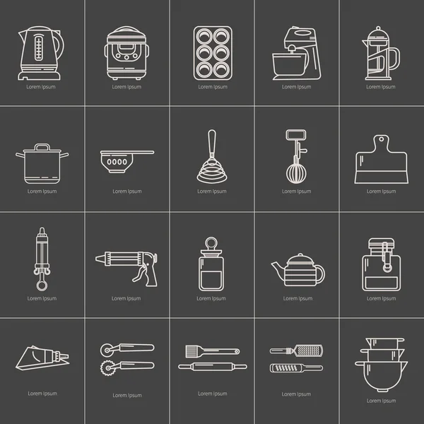 Conjunto de herramientas de cocina vector — Archivo Imágenes Vectoriales