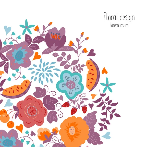 Postal con adorno floral — Vector de stock