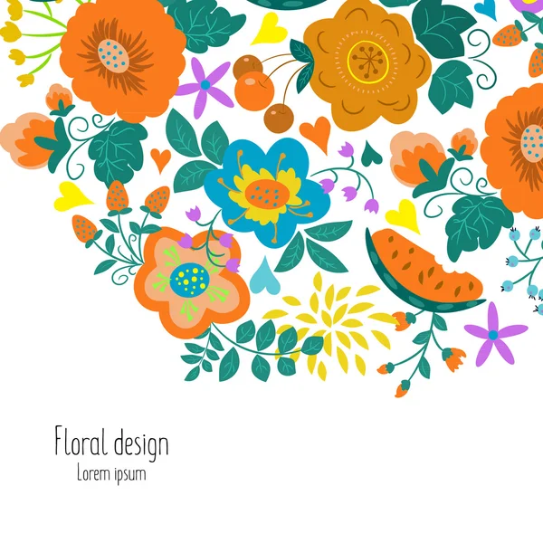 Illustrazione con ornamento floreale — Vettoriale Stock
