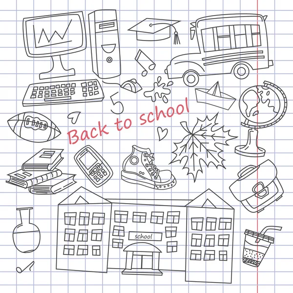 Ilustracja doodle szkoły — Wektor stockowy