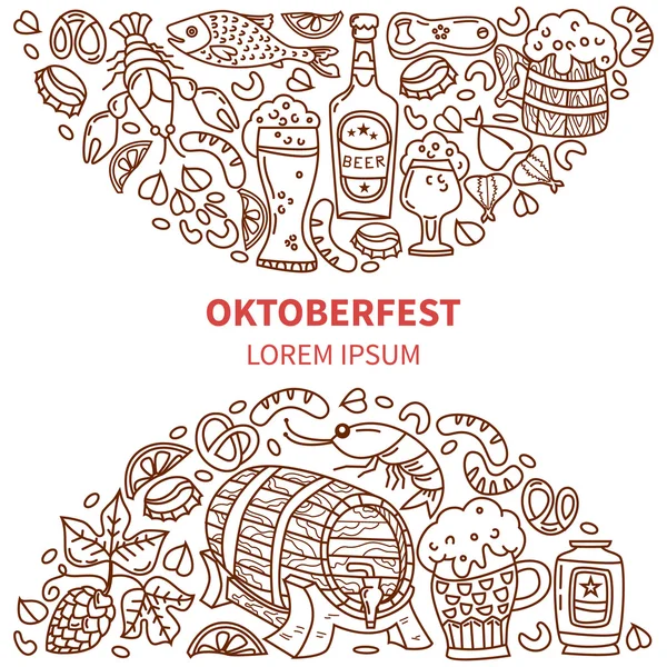 Kart veya poster Oktoberfest desen doodle — Stok Vektör