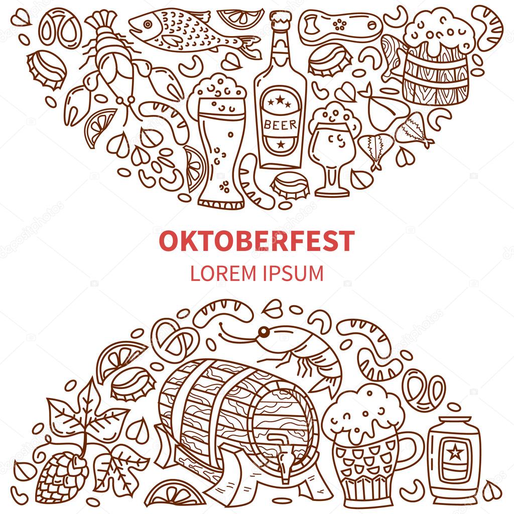 Card or the poster Oktoberfest pattern doodle