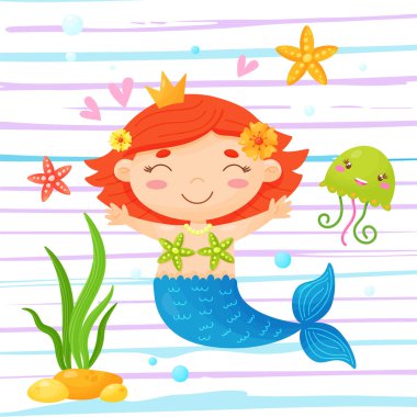 Tecrit edilmiş küçük tatlı bir denizkızı.