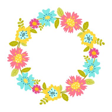 Beyaz arka planda bir buket tropikal yaprak ve çiçek.