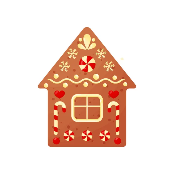 Boże Narodzenie piernik ciasteczka dom na białym tle — Wektor stockowy