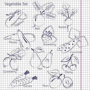 Taze sebze simge kontur