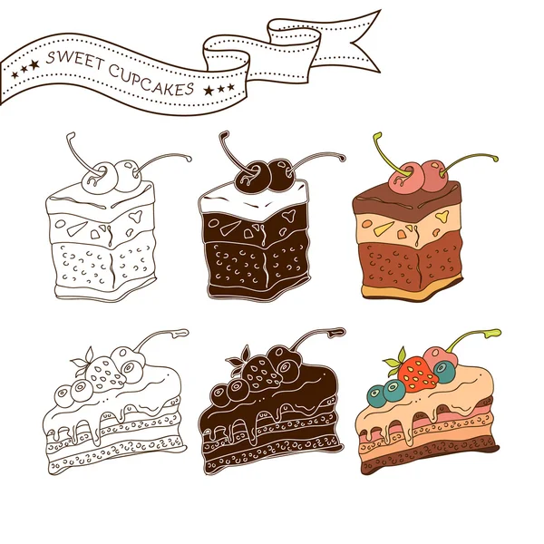 Collection de pâtisseries colorées — Image vectorielle