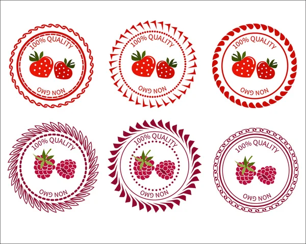 Logo strawberries and raspberries — Stock Vector