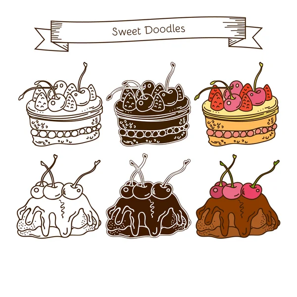 Ensemble d'icônes Gâteau. Isolé sur fond blanc. Illustrtra vectoriel — Image vectorielle