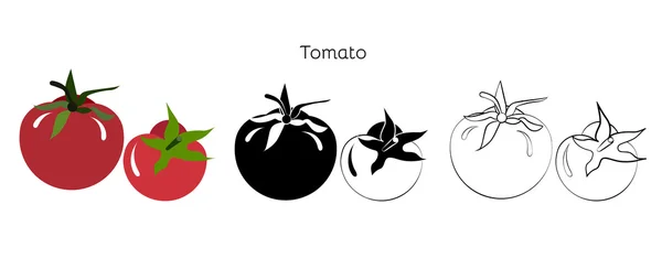 Vector establece tomates sobre un fondo blanco — Vector de stock