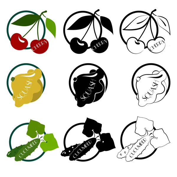Встановити пакунок елементів дизайну овочевих логотипів — стоковий вектор