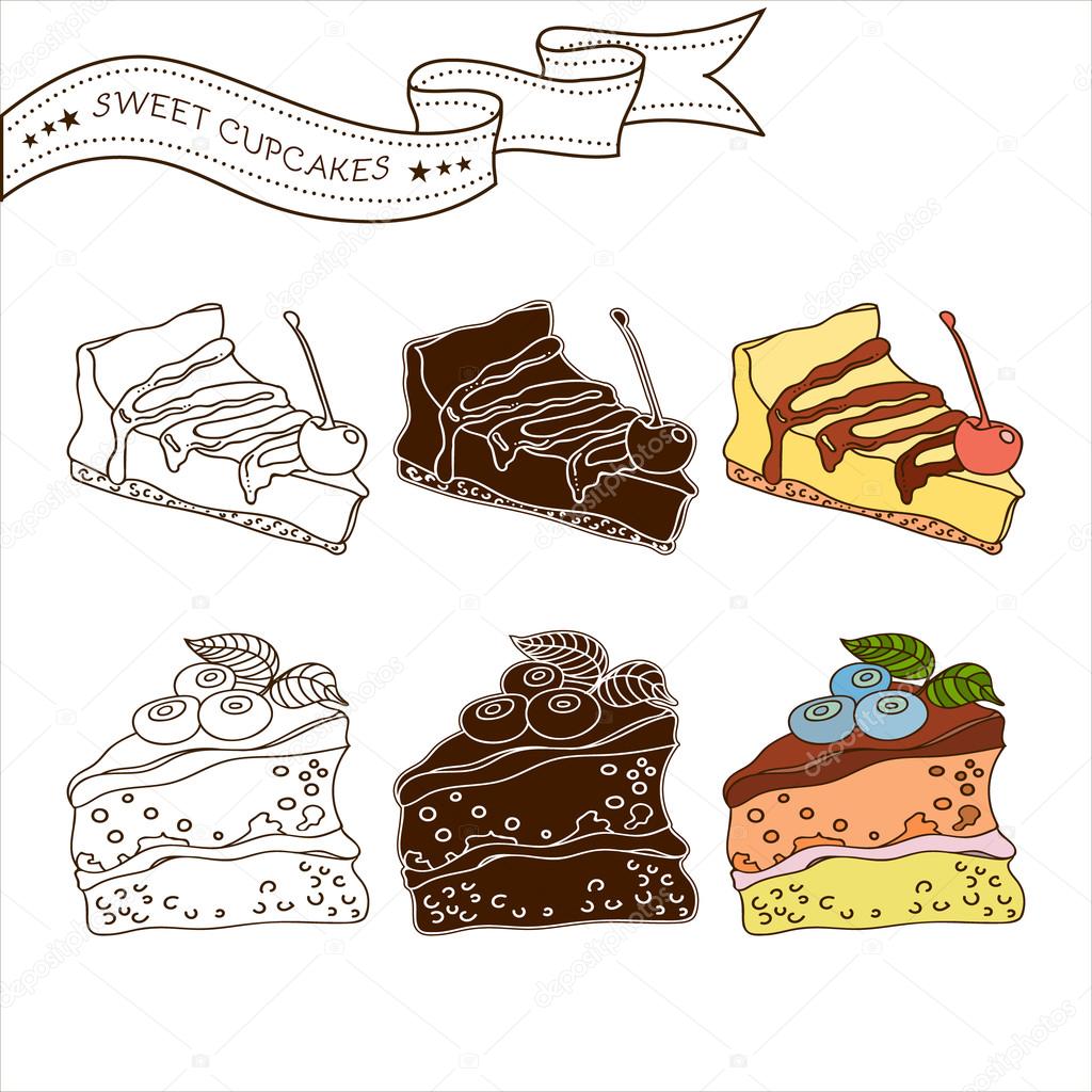 illustration of isolated set cupcake vector