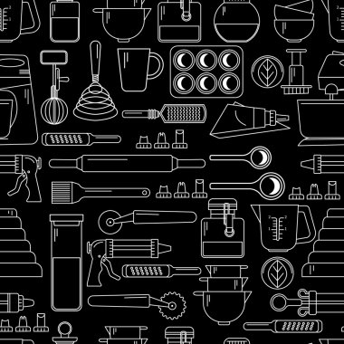 pattern of Cooking Kitchen utensils icons