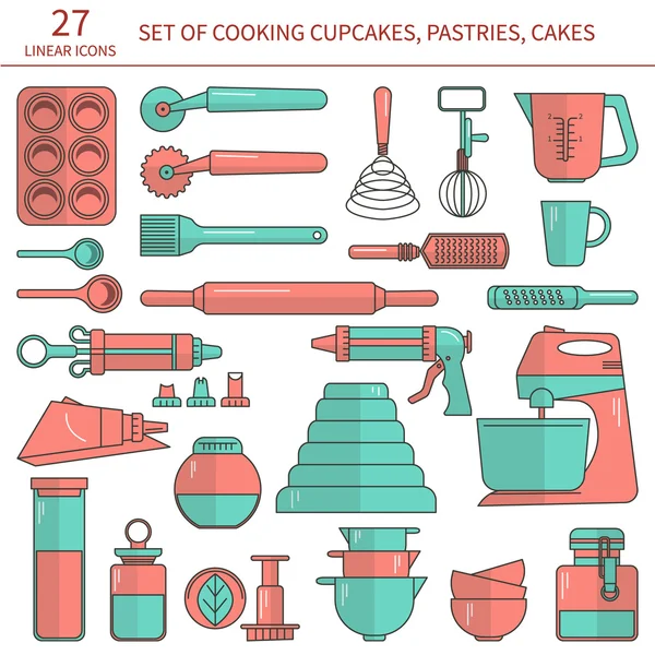 Baking kitchen icons set — Stock Vector