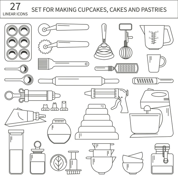 Jogo de ingredientes de cozedura —  Vetores de Stock