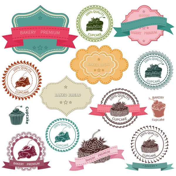 Ensemble de badges de boulangerie vintage — Image vectorielle