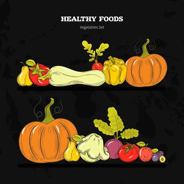 Υγιείς διατροφικές έννοια λαχανικά — Διανυσματικό Αρχείο