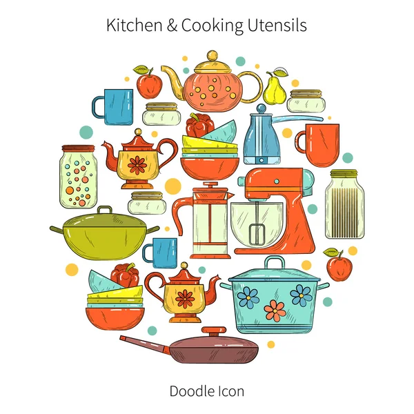 Ensemble d'ustensiles de cuisine — Image vectorielle