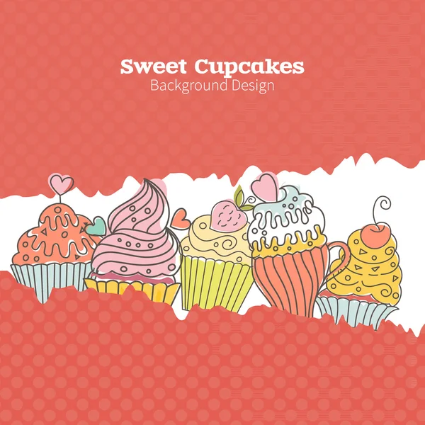 Fundo saboroso com cupcakes — Vetor de Stock