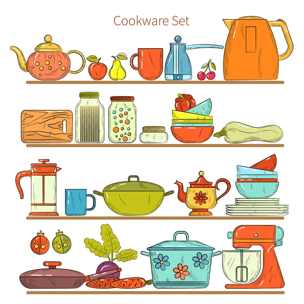 Set de utensilios de cocina — Vector de stock