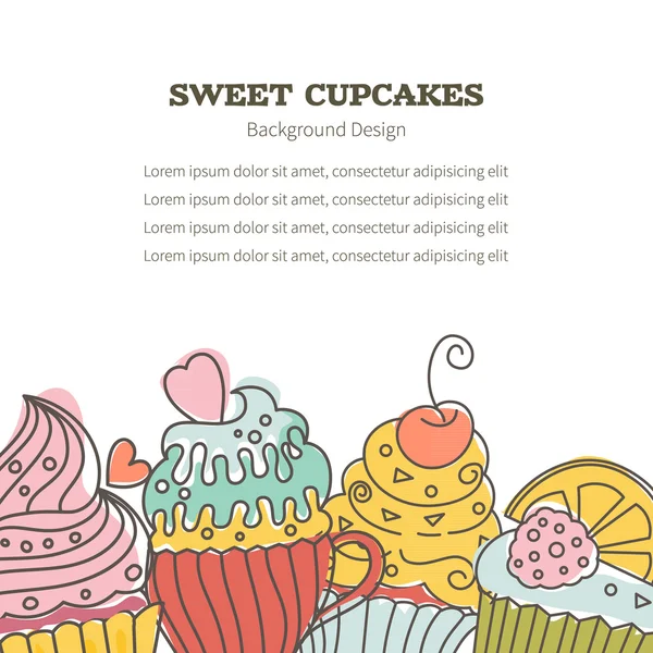 Tasty background with cupcakes — Stock Vector