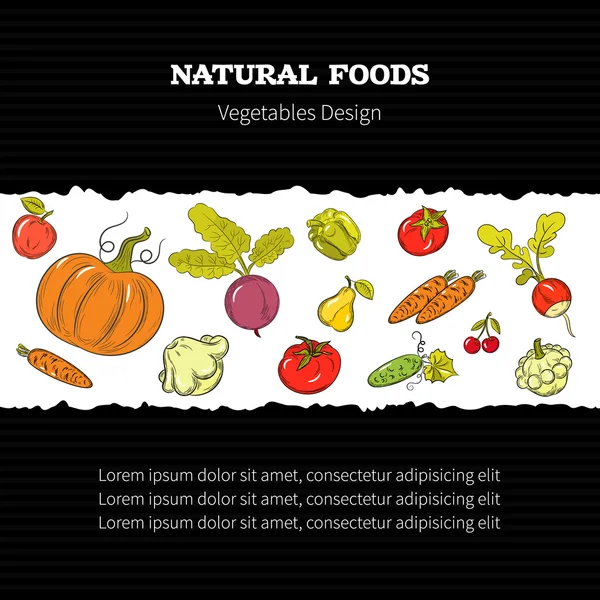 Concepto con frutas planas, verduras — Vector de stock