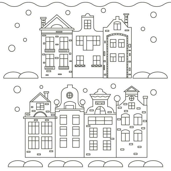 Christmas card with little town — Stock Vector