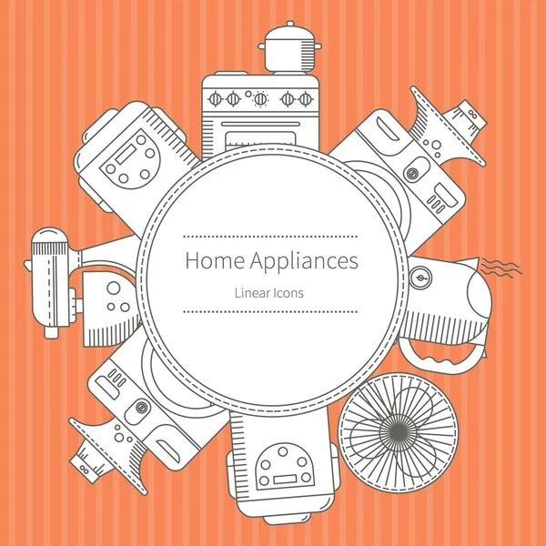 Ensemble d'icônes divers appareils ménagers — Image vectorielle