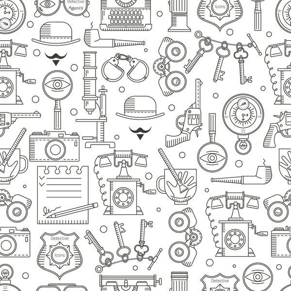 Seamless pattern of detective icons — Stock Vector