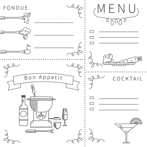 Plantilla de menú fondue — Archivo Imágenes Vectoriales