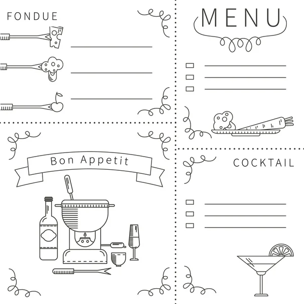 Menu szablon fondue — Wektor stockowy