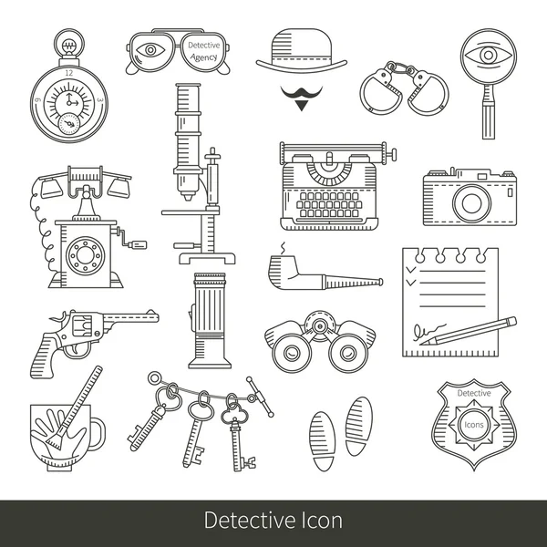 Doodle детектив іконки — стоковий вектор