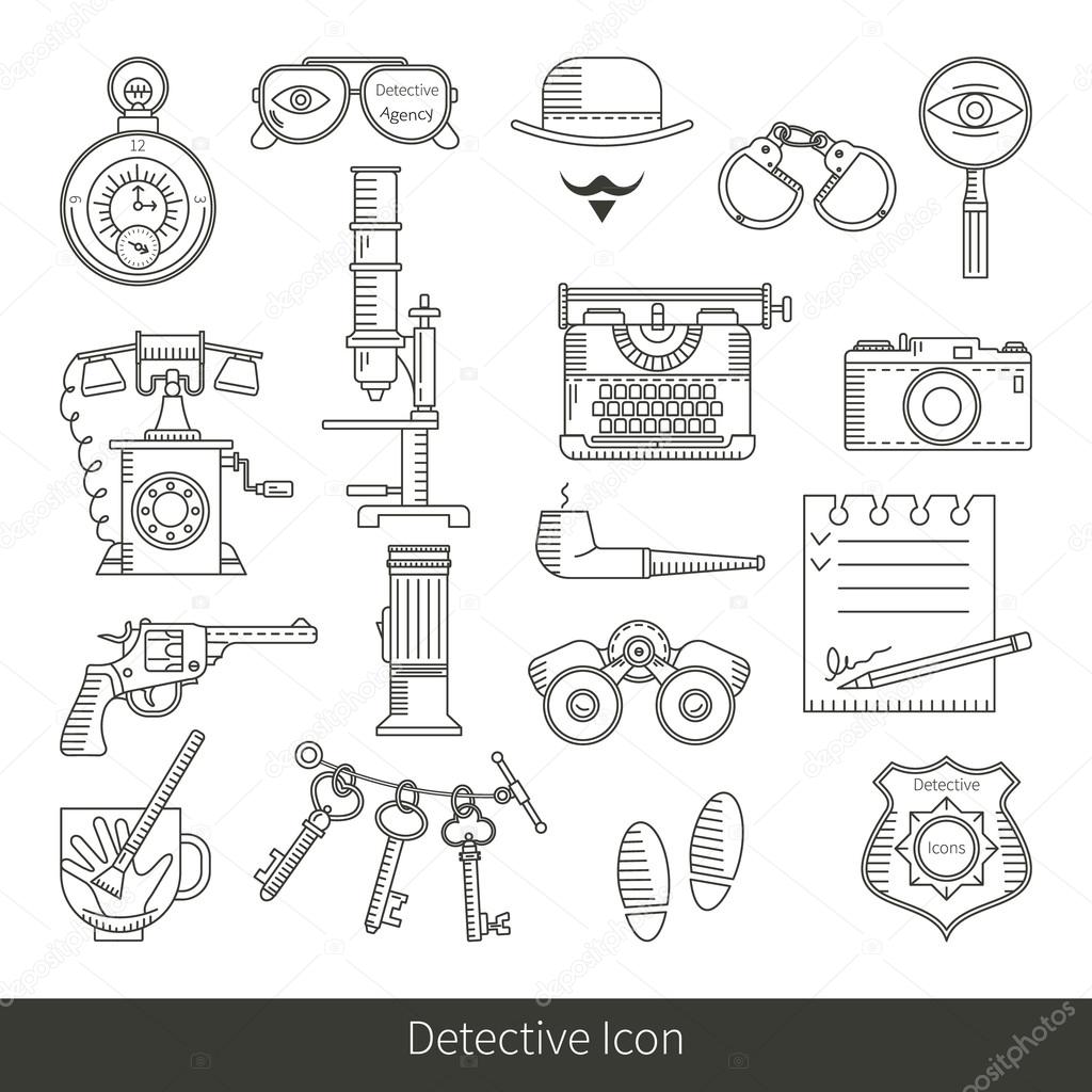 Doodle detective icons