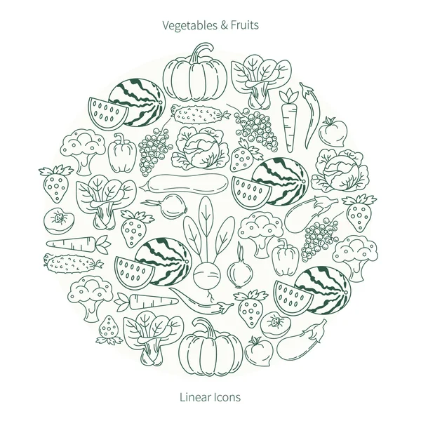 Recogida de frutas y verduras saludables — Vector de stock