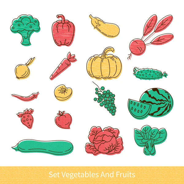 Collecte de fruits et légumes sains — Image vectorielle