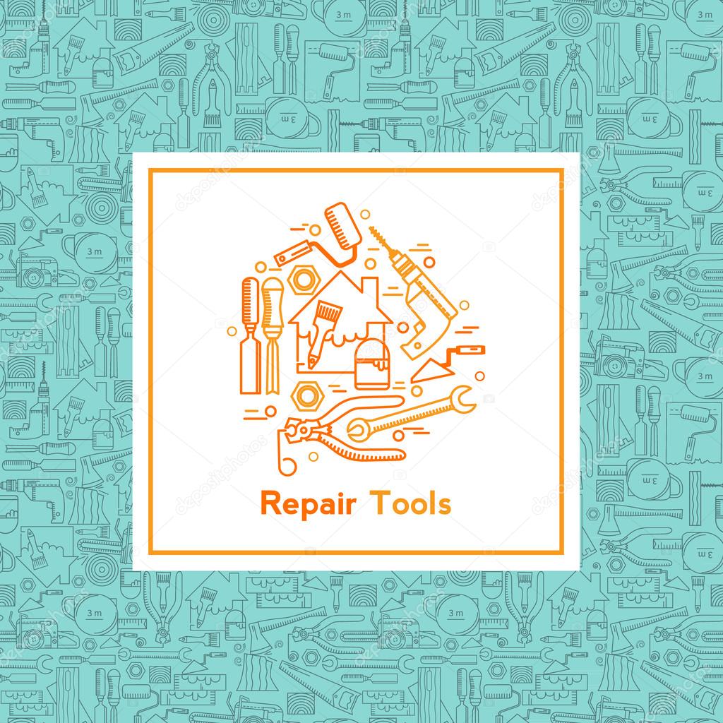 repair tools logo,  linear style