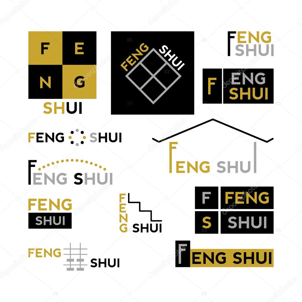 Feng Shui - collection of abstract logos. Set of design elements for the logo and corporate identity. The concept of beauty, health and yoga salon